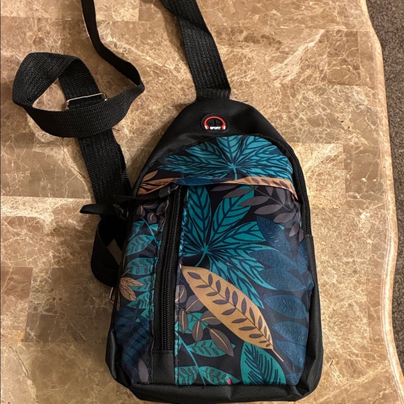 Sporto Handbags - Leaf Pattern Sling Chest Belt Bag Crossbody Gym cycling travel